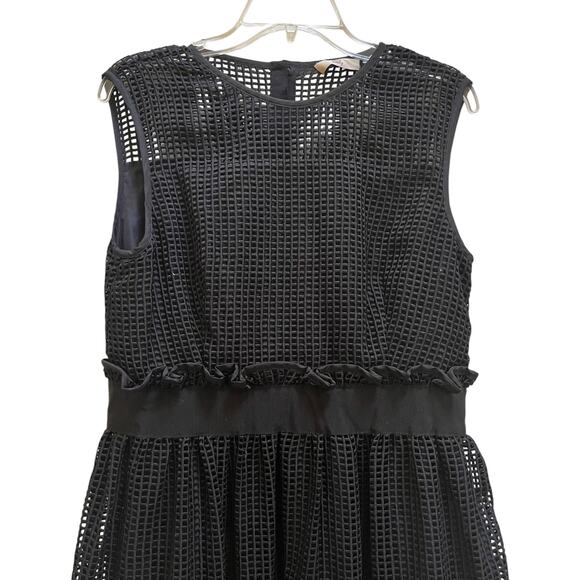 Orla Kiely Black Embroidered Grid Mesh Sleeveless Knee Length Dress Size 8 - Picture 5 of 12